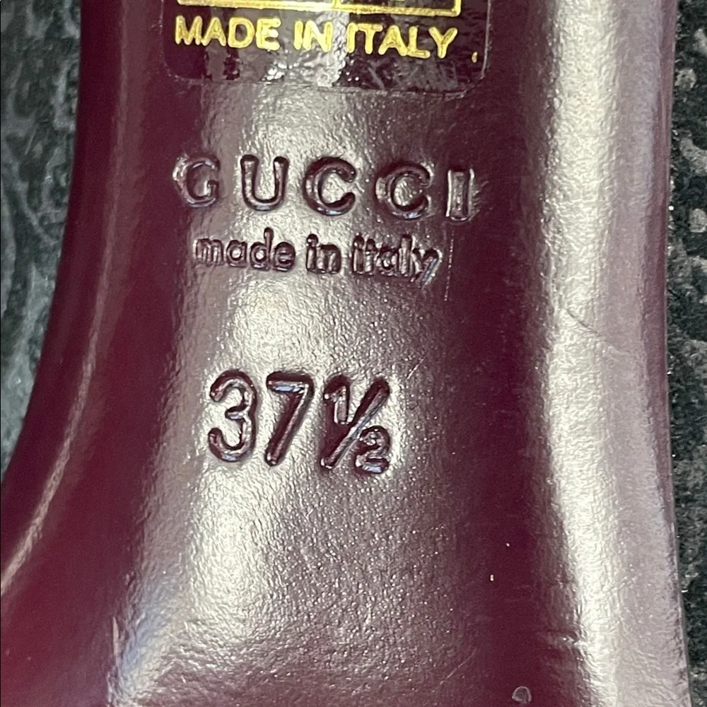 Gucci Noah Embossed Floral Brocade Pumps Stiletto Pointed Toe Sz 37.5 - Picture 10 of 15